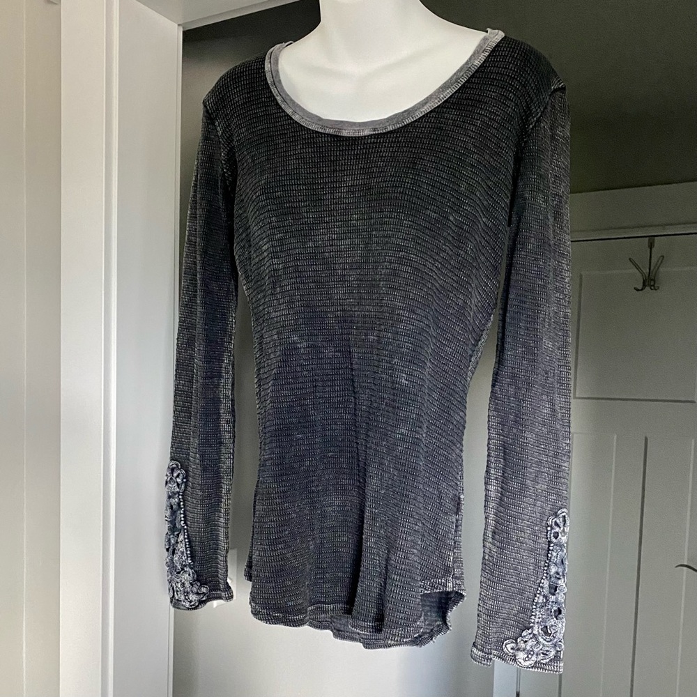 Braeve Acid Wash Black Top, like Free People